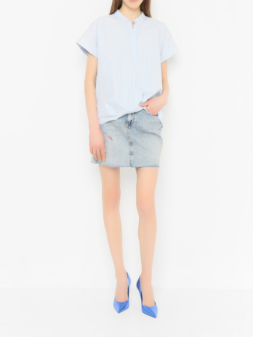 Однотонная блуза из хлопка Lorena Antoniazzi - МодельОбщийВид