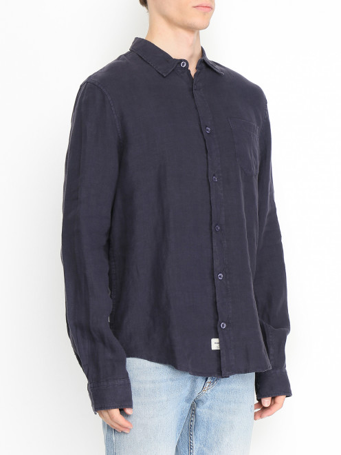 Однотонная рубашка из льна Blauer - МодельВерхНиз