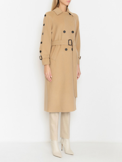 Пальто из шерсти с поясом Weekend Max Mara - МодельВерхНиз