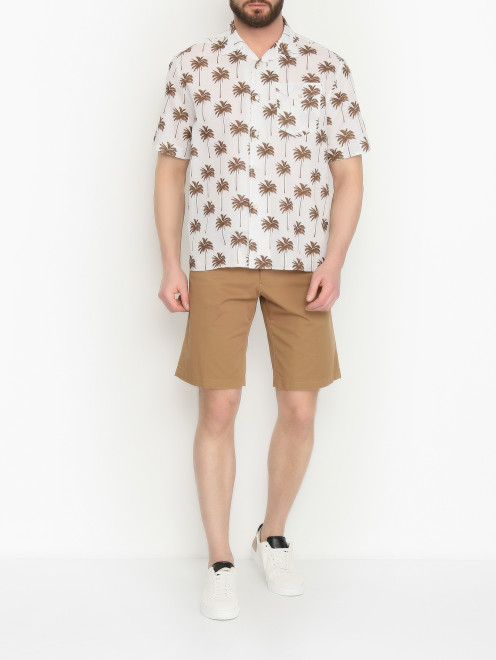 Рубашка из хлопка и льна с короткими рукавами Eleventy - МодельОбщийВид