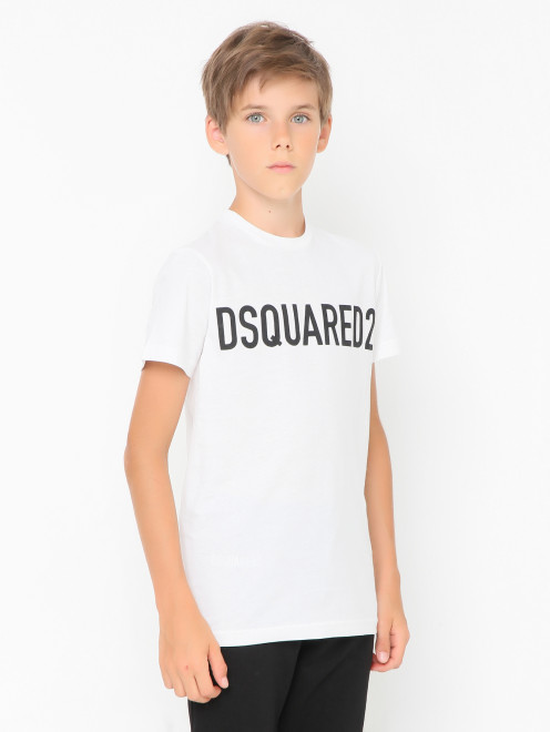 Футболка из хлопка с логотипом Dsquared2 - МодельВерхНиз