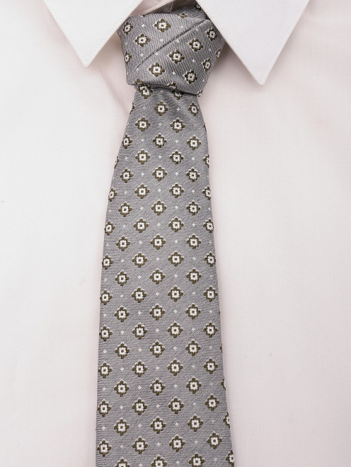 Широкий галстук из шелка с узором Isaia - МодельОбщийВид