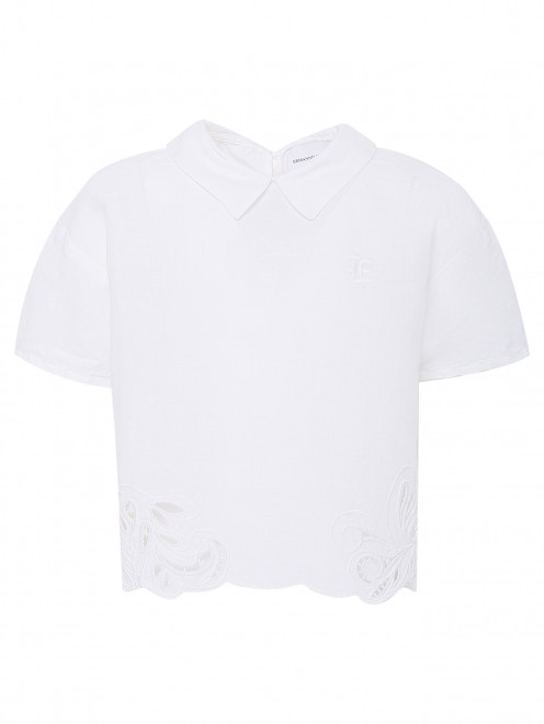 Блуза из хлопка и льна с коротким рукавом Ermanno Scervino Junior - Общий вид