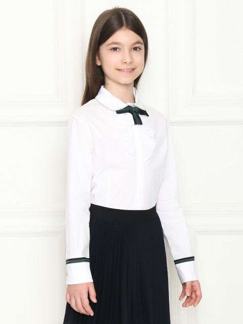 Блуза из хлопка с контрастной отделкой  Aletta Couture - МодельВерхНиз