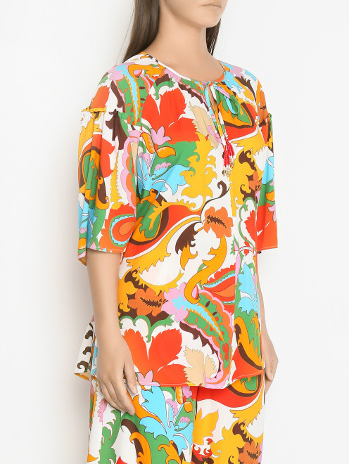 Блуза из вискозы с узором свободного кроя Marina Rinaldi - МодельВерхНиз