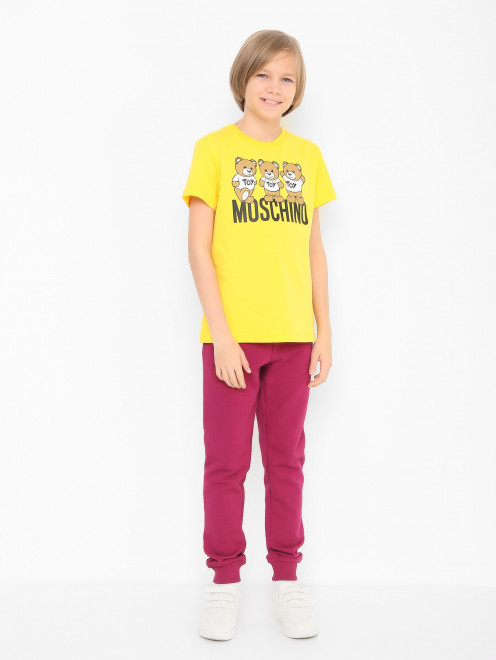 Хлопковая футболка с принтом Moschino - МодельОбщийВид