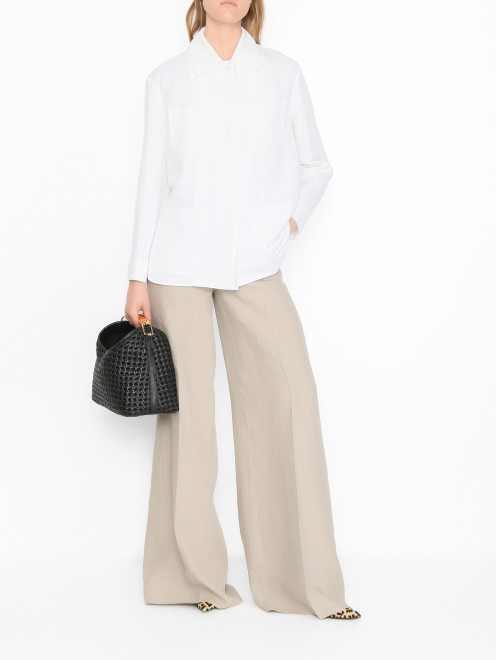 Широкие брюки из льна Max Mara - МодельОбщийВид