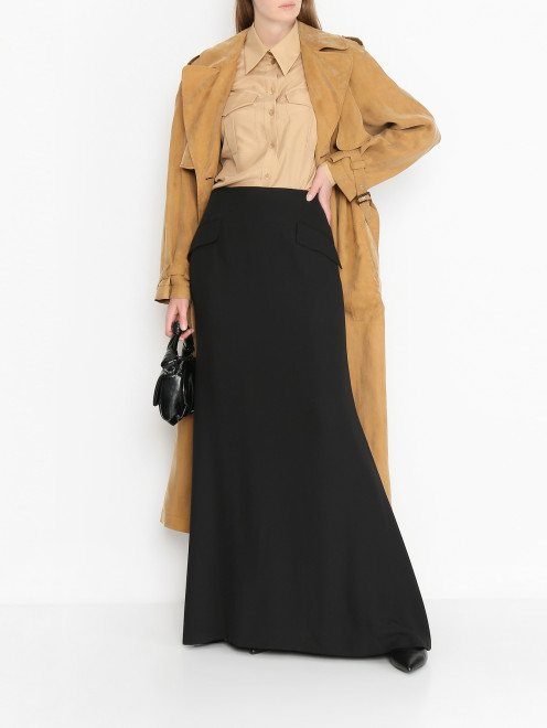Однотонная блуза из шелка с накладными карманами Alberta Ferretti - МодельОбщийВид