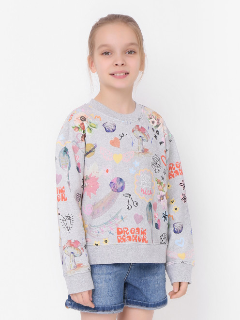 Хлопковый свитшот с узором Stella McCartney kids - МодельВерхНиз