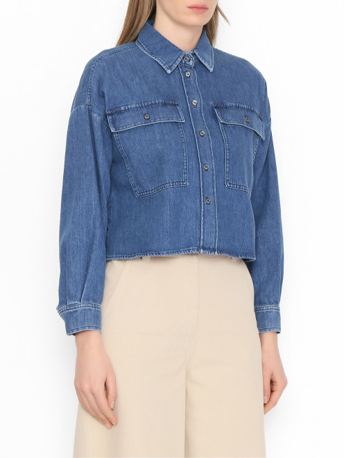 Укороченная рубашка из денима Weekend Max Mara - МодельВерхНиз