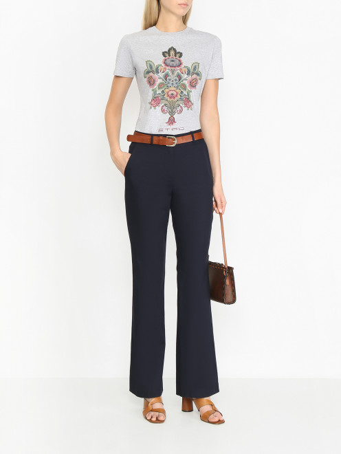 Футболка из хлопка с логотипом Etro - МодельОбщийВид