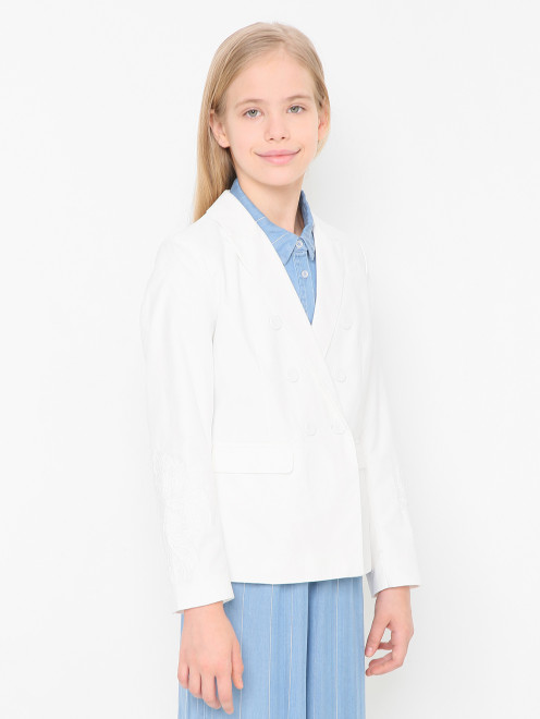 Жакет из хлопка с кружевом Ermanno Scervino Junior - МодельВерхНиз
