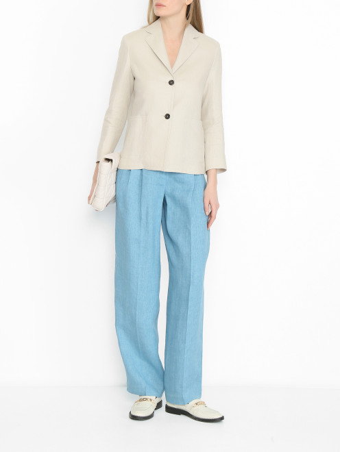 Жакет из льна с карманами Max Mara - МодельОбщийВид