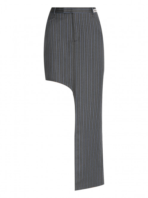 Юбка из шерсти асимметричного кроя в полоску Rigraiser - Общий вид