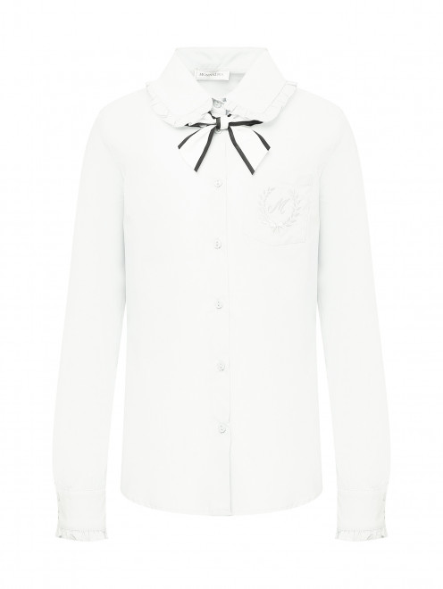 Блуза из хлопка декорированная бантом MONNALISA - Общий вид