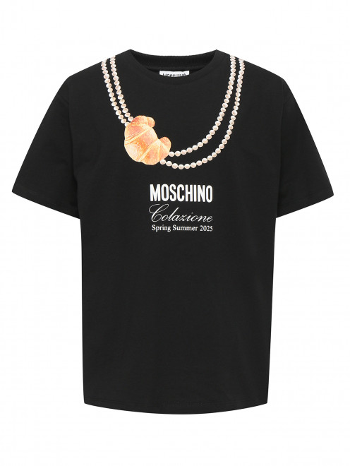 Футболка из хлопка с принтом Moschino - Общий вид