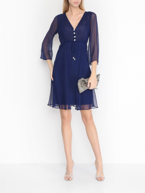 Платье из шелка с декоративными пуговицами Luisa Spagnoli - МодельОбщийВид