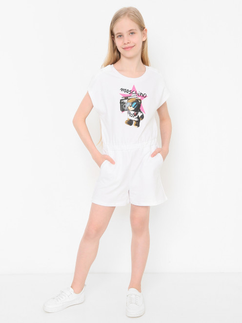 Комбинезон из хлопка с принтом Moschino - МодельОбщийВид