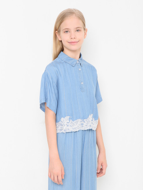 Укороченная блуза с кружевом Ermanno Scervino Junior - МодельВерхНиз