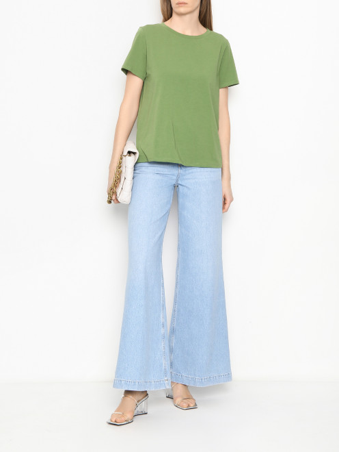 Однотонная футболка из хлопка с круглым вырезом Weekend Max Mara - МодельОбщийВид