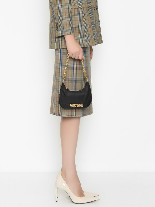 Мини-сумка текстиля с логотипом Moschino - МодельВерхНиз