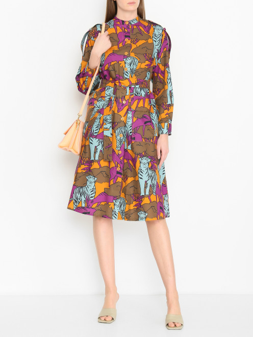 Платье в стиле сафари с карманами и поясом Weekend Max Mara - МодельОбщийВид