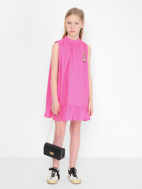 Платье из хлопка с принтом Moschino - МодельОбщийВид