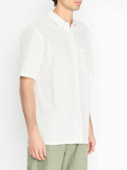 Рубашка из хлопка и льна с короткими рукавами Bikkembergs - МодельВерхНиз