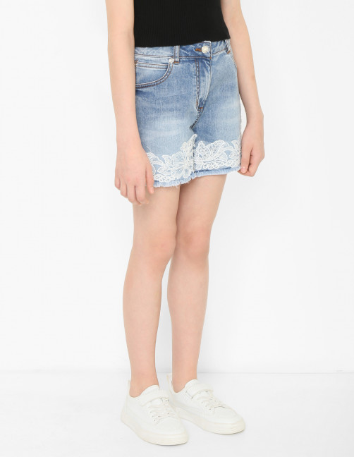 Шорты из хлопка с укружевом Ermanno Scervino Junior - МодельВерхНиз