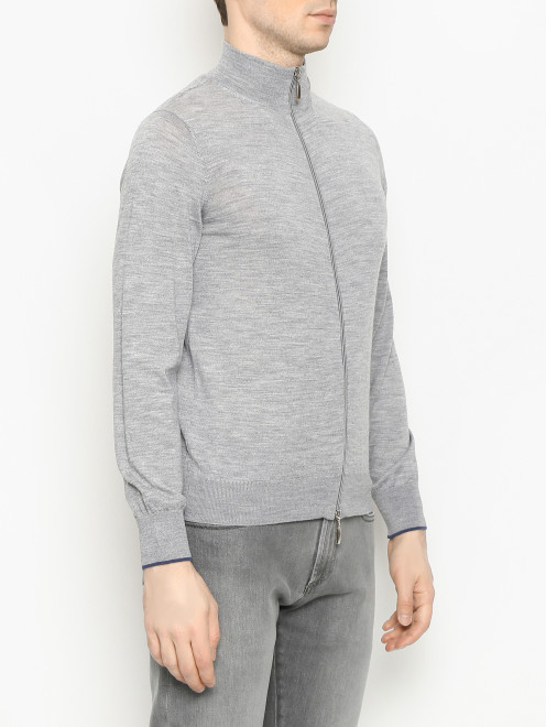 Кардиган на молнии из шерсти и шелка Doriani Cashmere - МодельВерхНиз
