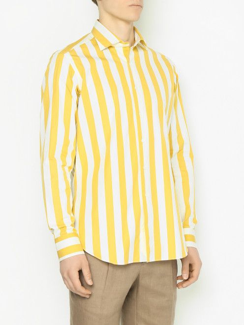 Рубашка из хлопка с узором полоска Tombolini - МодельВерхНиз