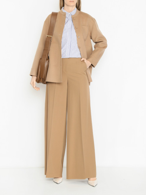 Брюки однотонные с защипами из шерсти Max Mara - МодельОбщийВид
