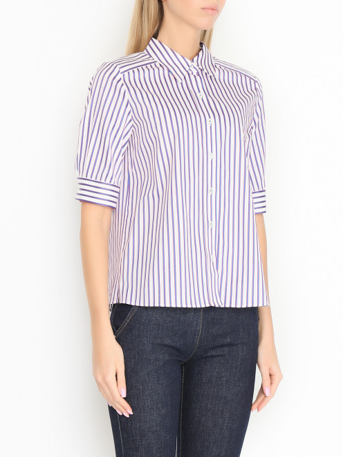 Рубашка из хлопка с узором полоска Luisa Spagnoli - МодельВерхНиз