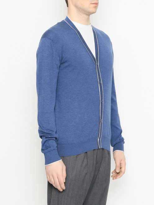 Кардиган из шелка и хлопка с V-образным вырезом Doriani Cashmere - МодельВерхНиз