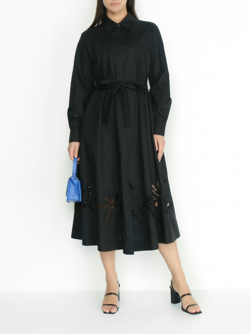 Платье из хлопка с вышивкой Marina Rinaldi - МодельОбщийВид