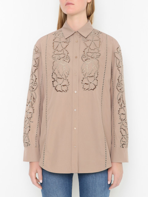 Блуза из хлопка с вышивкой Weekend Max Mara - МодельВерхНиз