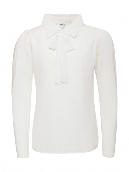 Блуза из комбинированной ткани с бантом Aletta Couture - Общий вид