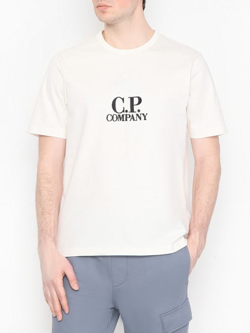 Футболка из хлопка с узором C.P. Company - МодельВерхНиз