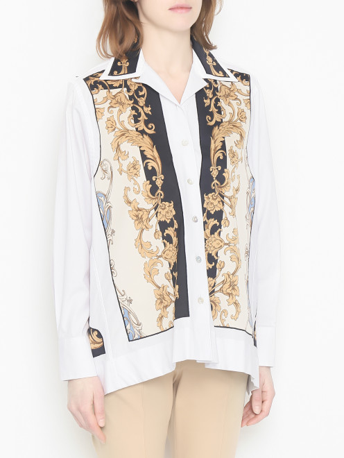 Комбинированная блуза из хлопка с узором Antonio Marras - МодельВерхНиз