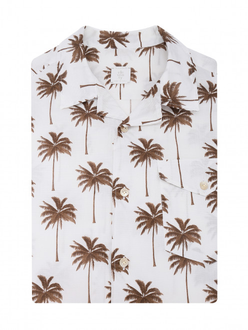 Рубашка из хлопка и льна с короткими рукавами Eleventy - Общий вид