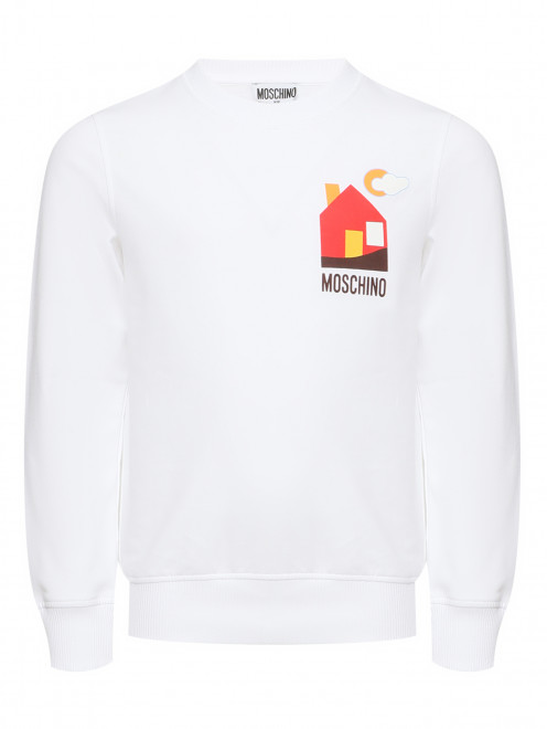 Свитшот из хлопка с принтом Moschino - Общий вид
