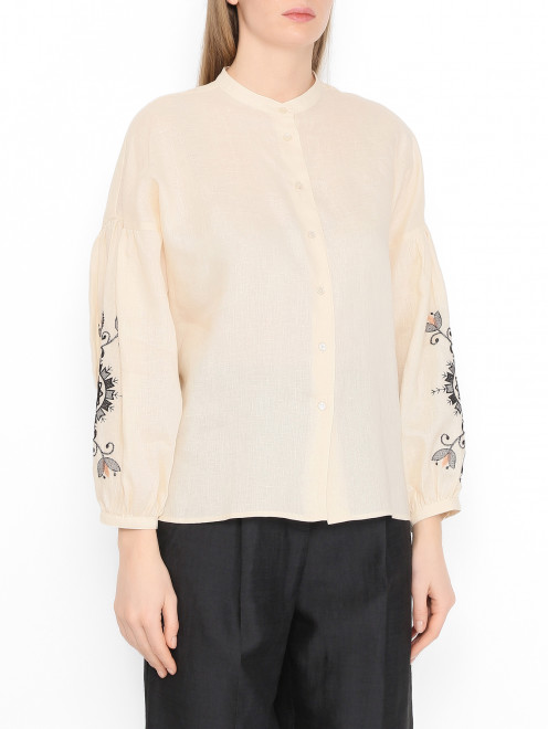 Блуза из льна с вышивкой Weekend Max Mara - МодельВерхНиз