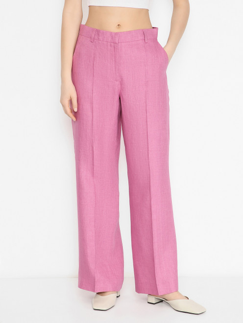 Льняные брюки прямого кроя Weekend Max Mara - МодельВерхНиз