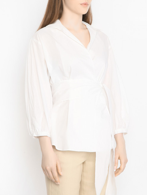 Блуза из смешанного хлопка с поясом Weekend Max Mara - МодельВерхНиз