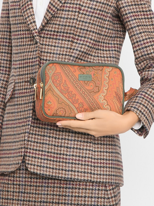 Косметичка на молнии с узором и логотипом Etro - МодельОбщийВид