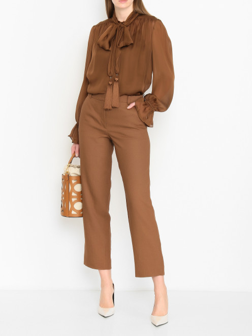 Блуза из шелка с кисточками Luisa Spagnoli - МодельОбщийВид