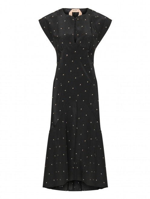Платье-миди из шелка с узором N21 - Общий вид