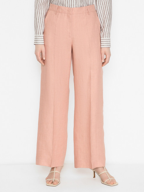 Льняные брюки прямого кроя Weekend Max Mara - МодельВерхНиз
