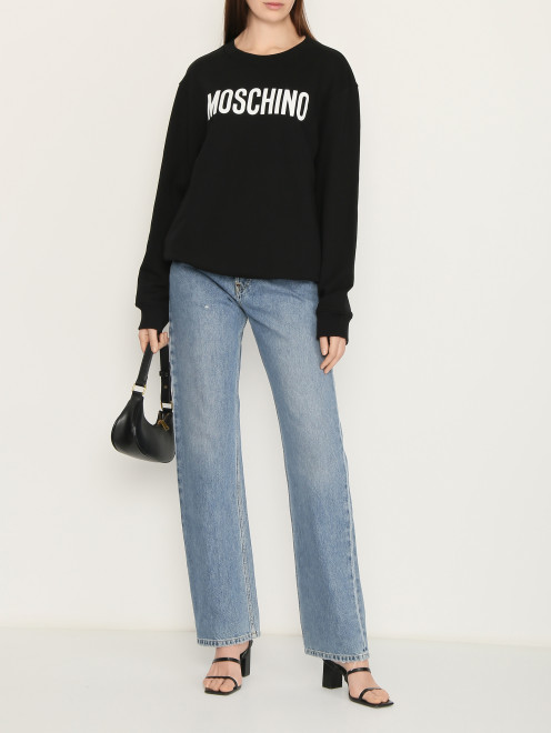 Голубые джинсы прямого кроя Moschino - МодельОбщийВид