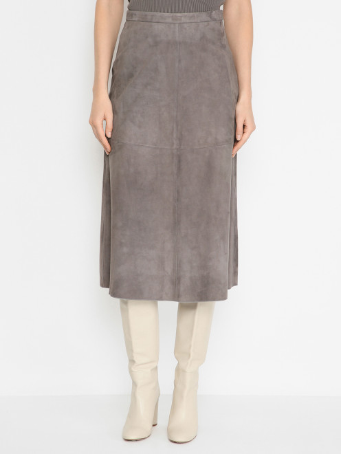 Юбка-миди из замши Max Mara - МодельВерхНиз